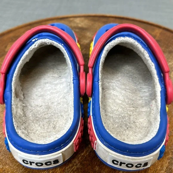Crocs Clogs Youth Girls Boys 10/11 LEGO Blue Red Convertible Fleece Lined - Picture 5 of 13